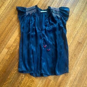 Ulla Johnson sleeveless v-neck blouse with ties.